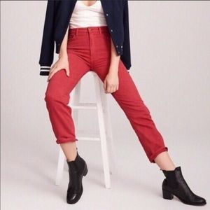 Abercrombie & Fitch Red High Waisted Straight Leg